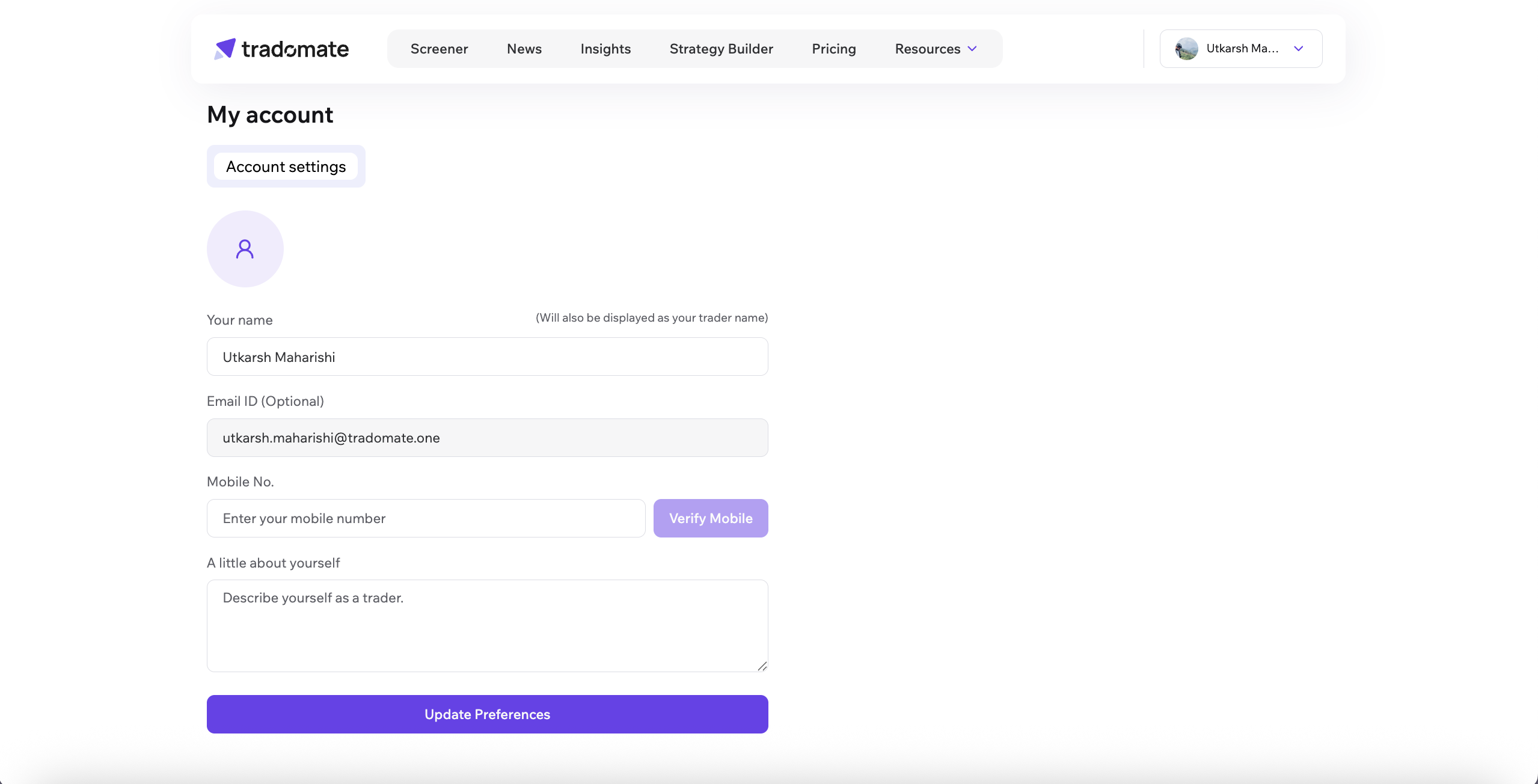 Accounts Page