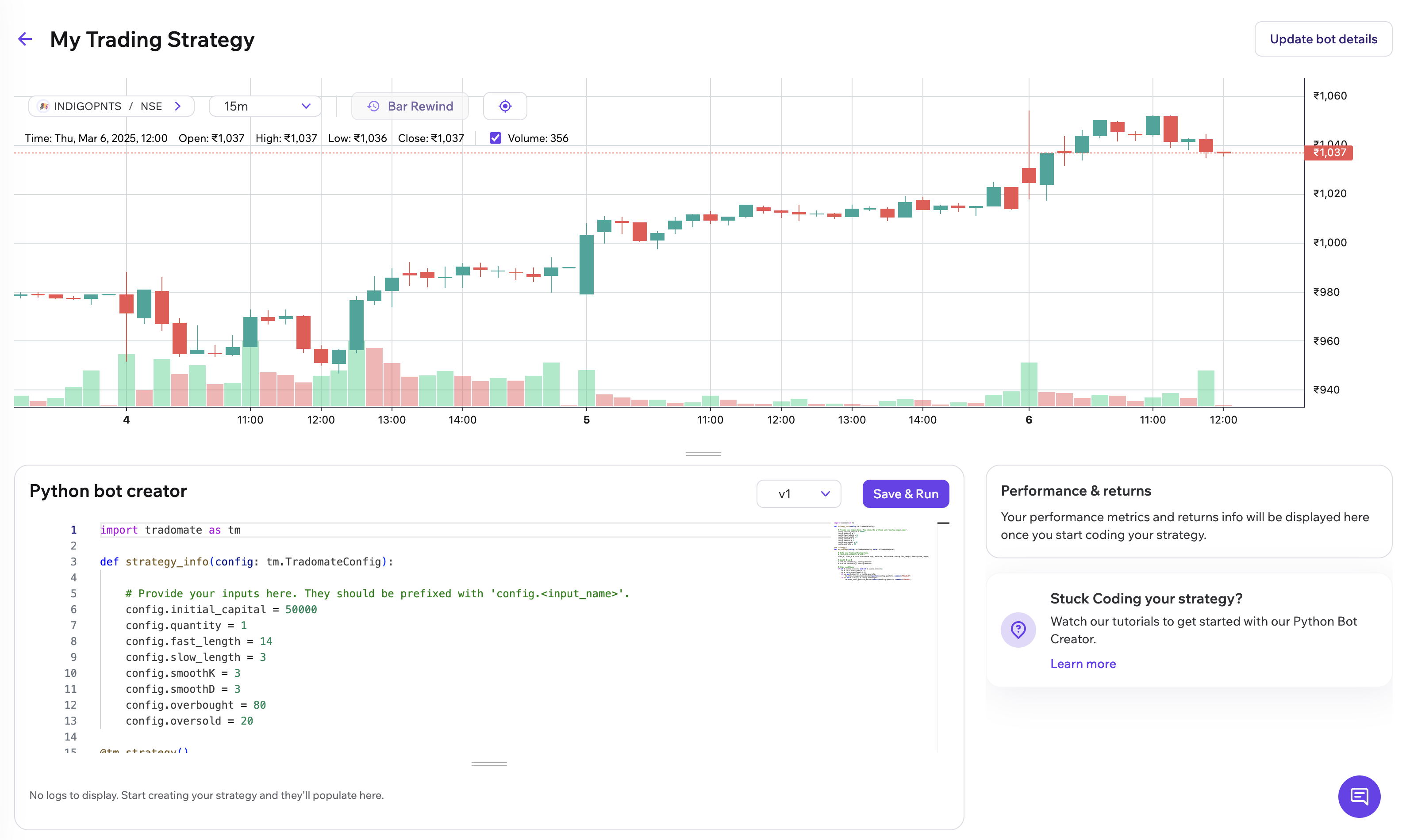 Bot Created Screen